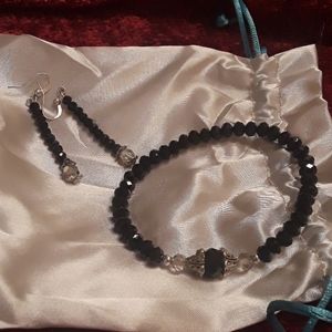 Beaded earrings with matching bracelet